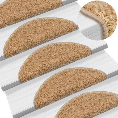 15 Pcs Tapis D'escalier Crème 56 X 20 Cm
