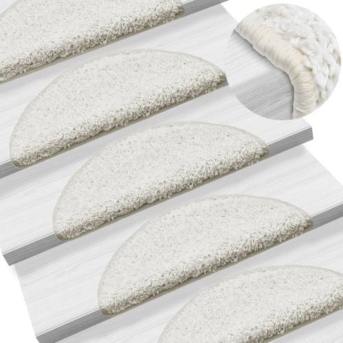 15 Pcs Tapis D'escalier Blanc 56 X 20 Cm