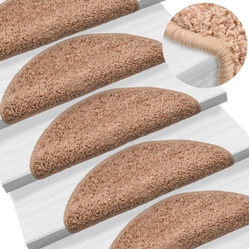 15 Pcs Tapis D'escalier Beige 65 X 25 Cm