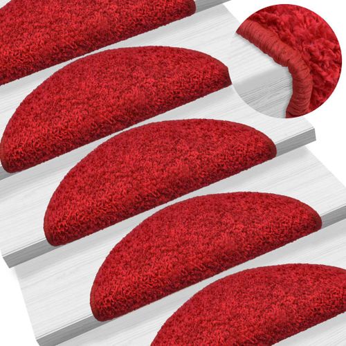 15 Pcs Tapis D'escalier Rouge 65 X 25 Cm