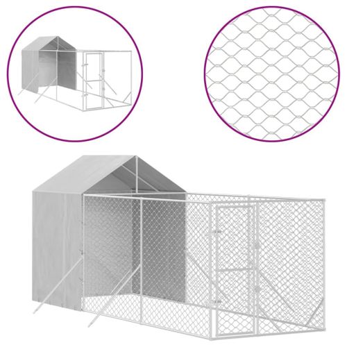 Vidaxl Chenil D'extérieur Pour Chiens Avec Toit Argenté 2x6x2,5 M