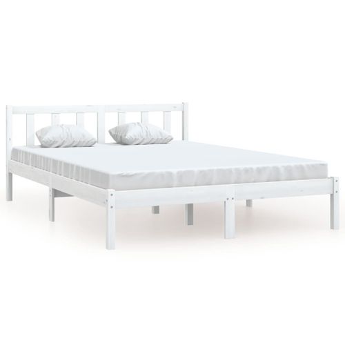 Vidaxl Cadre De Lit Blanc Bois De Pin Massif 140x200 Cm
