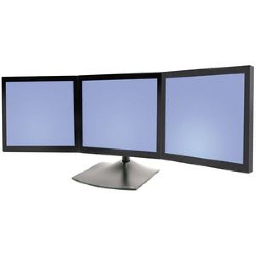 Ergotron DS100 Triple-Monitor Desk Stand - Pied pour 3 écrans LCD - aluminium, acier - noir - Taille d'écran : jusqu'à 21 pouces - montrable sur bureau