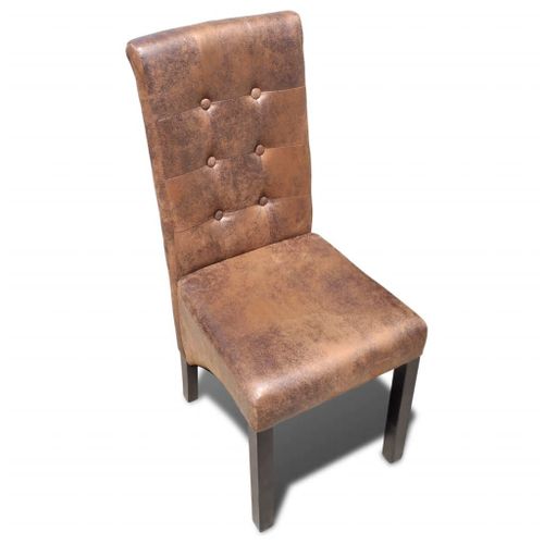 Chaises De Salle À Manger 6 Pcs Marron Similicuir