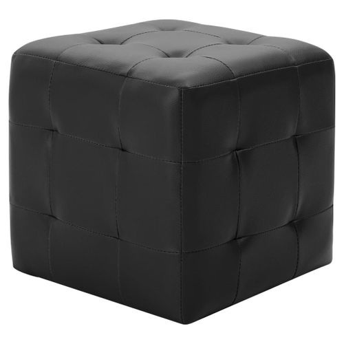 2 Pcs Poufs Noir 30 X 30 X 30 Cm Similicuir