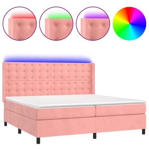 Vidaxl Sommier Tapissier Avec Matelas Et Led Rose 200x200 Cm Velours