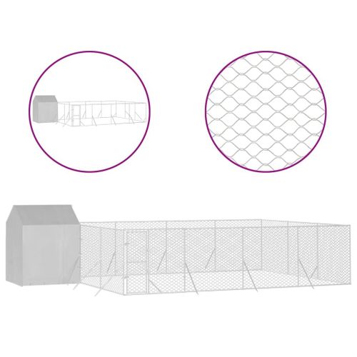 Vidaxl Chenil D'extérieur Pour Chiens Avec Toit Argenté 10x6x2,5 M