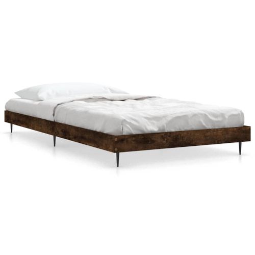 Vidaxl Cadre De Lit Chêne Fumé 100x200 Cm Bois D'ingénierie