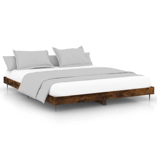 Vidaxl Cadre De Lit Chêne Fumé 120x200 Cm Bois D'ingénierie