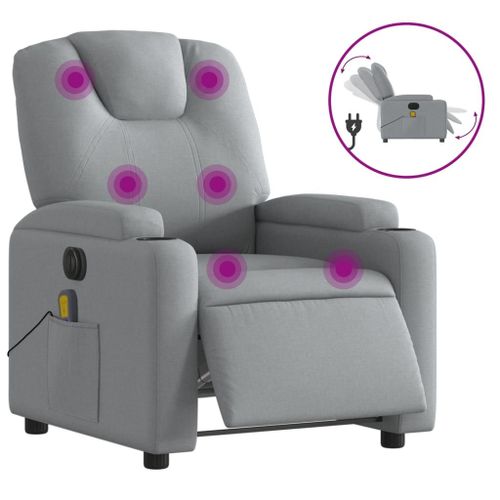 Vidaxl Fauteuil De Massage Inclinable Électrique Gris Clair Tissu
