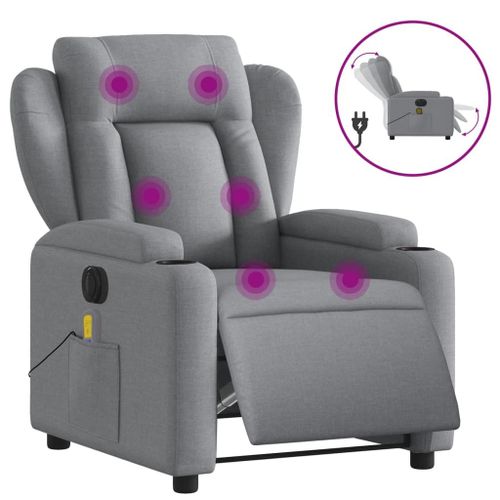 Vidaxl Fauteuil De Massage Inclinable Électrique Gris Clair Tissu