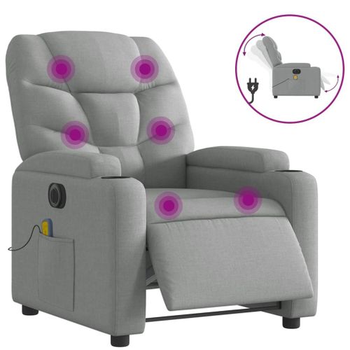 Vidaxl Fauteuil De Massage Inclinable Électrique Gris Clair Tissu