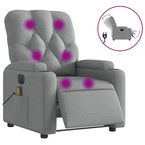 Vidaxl Fauteuil De Massage Inclinable Électrique Gris Clair Tissu