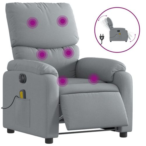 Vidaxl Fauteuil De Massage Inclinable Électrique Gris Clair Tissu