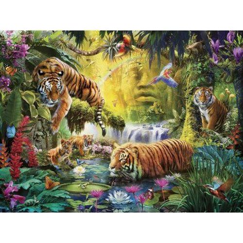 Puzzle Adulte : Famille De Tigre Au Bord De La Riviere 1500 Pieces - Collection Animaux Sauvages - Ravensburger