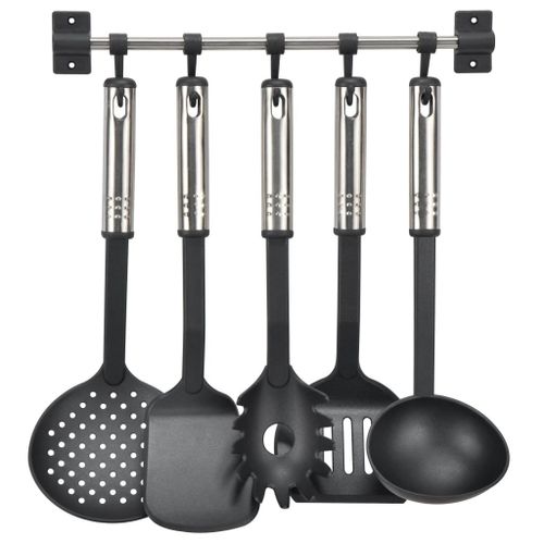 VidaXL HI Ensemble d'ustensiles de cuisine 6 pcs Noir et argenté