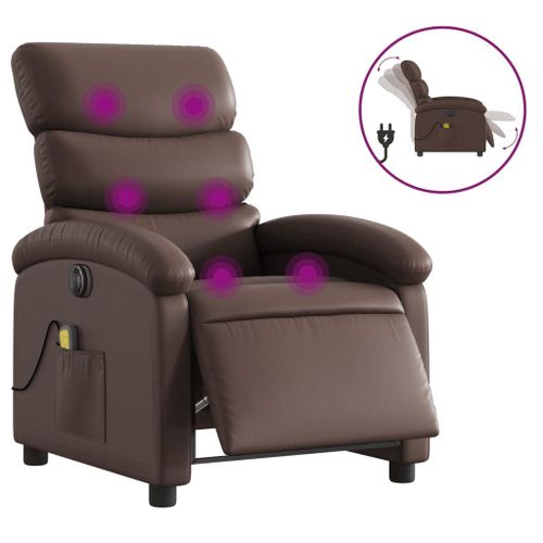 Vidaxl Fauteuil De Massage Inclinable Électrique Marron Similicuir