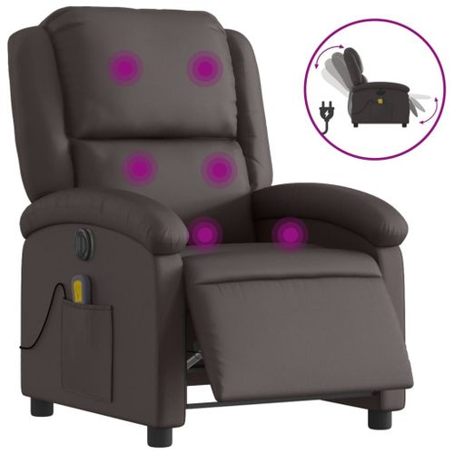 Vidaxl Fauteuil De Massage Inclinable Électrique Marron Foncé