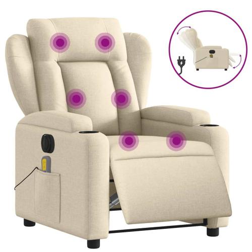 Vidaxl Fauteuil Inclinable De Massage Électrique Crème Tissu