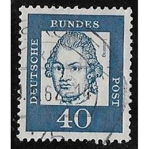 Timbre DAllemagne De LOuest N°228 Y & T 40 P. Bleu Allemands Célèbres Gotthold Ephraim Lessing