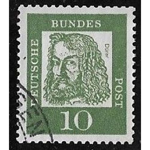Timbre DAllemagne De LOuest N°223 Y & T 10 P. Vert Allemands Célèbres Albrecht Dürer