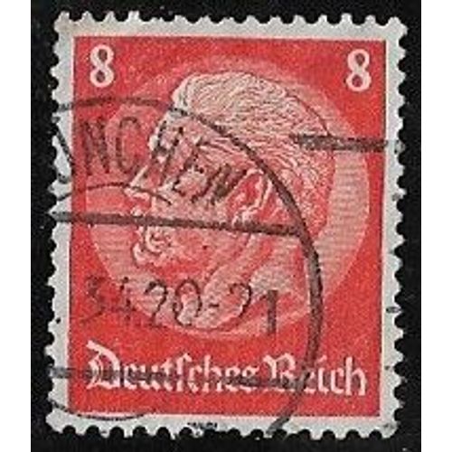 Timbre DAllemagne N°446 Y & T 8 P. Orange Maréchal Paul Von Hindenburg