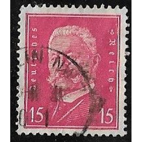 Timbre DAllemagne N°405 Y & T 15 P. Rouge Carminé Présidents Paul Von Hindenburg