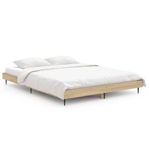 Vidaxl Cadre De Lit Chêne Sonoma 140x190 Cm Bois D'ingénierie
