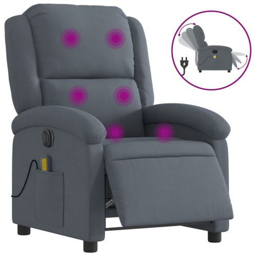 Vidaxl Fauteuil Inclinable De Massage Électrique Gris Foncé Velours