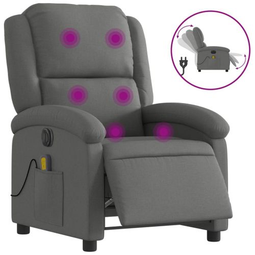Vidaxl Fauteuil Inclinable De Massage Électrique Gris Foncé Tissu