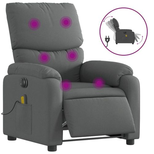 Vidaxl Fauteuil Inclinable De Massage Électrique Gris Foncé Tissu