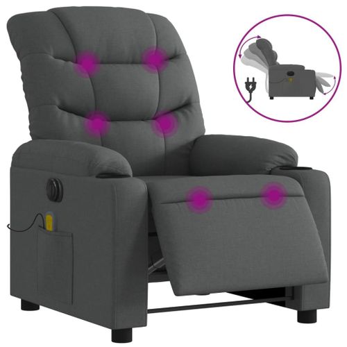 Vidaxl Fauteuil Inclinable De Massage Électrique Gris Foncé Tissu