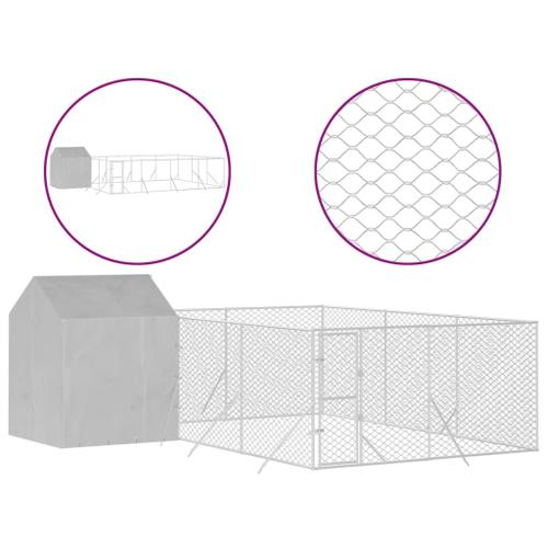 Vidaxl Chenil D'extérieur Pour Chiens Avec Toit Argenté 6x6x2,5 M