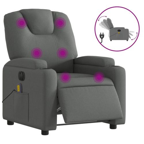 Vidaxl Fauteuil Inclinable De Massage Électrique Gris Foncé Tissu