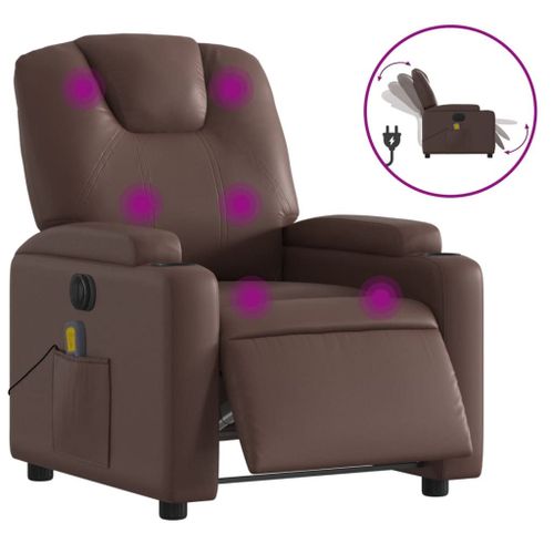 Vidaxl Fauteuil De Massage Inclinable Électrique Marron Similicuir