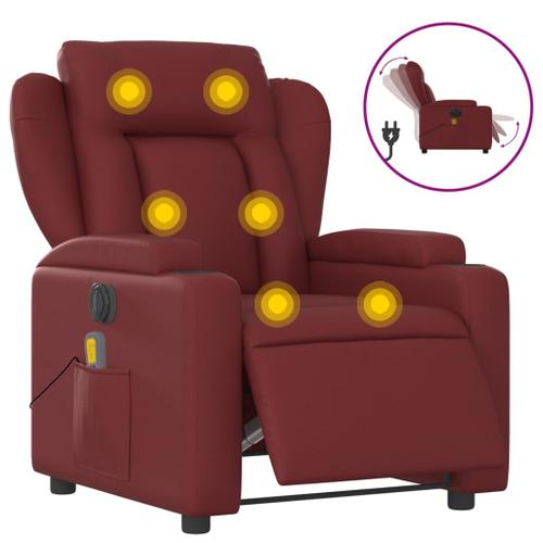 Vidaxl Fauteuil De Massage Inclinable Électrique Rouge Bordeaux