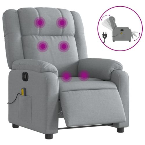 Vidaxl Fauteuil De Massage Inclinable Électrique Gris Clair Tissu