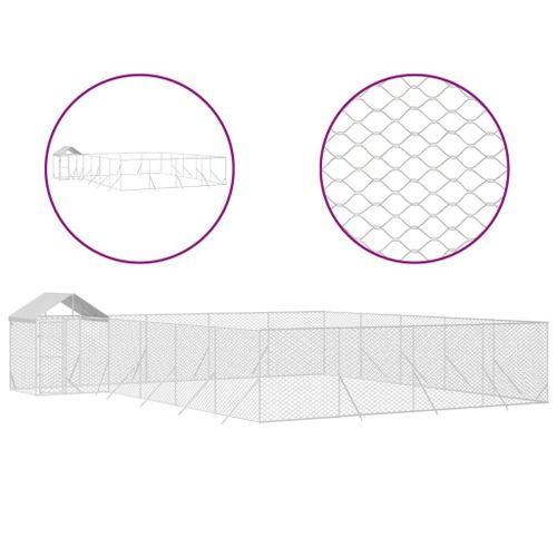 Vidaxl Chenil D'extérieur Pour Chiens Avec Toit Argenté 10x8x2,5 M