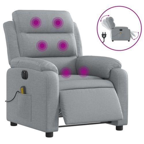 Vidaxl Fauteuil De Massage Inclinable Électrique Gris Clair Tissu