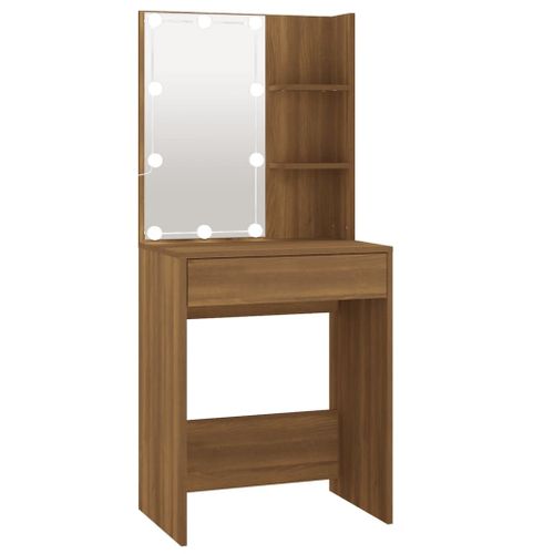 Vidaxl Coiffeuse Avec Led Chêne Marron 60x40x140 Cm
