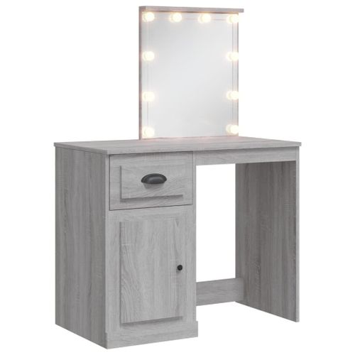 Vidaxl Coiffeuse Avec Lumières Led Sonoma Gris 90x42x132,5 Cm