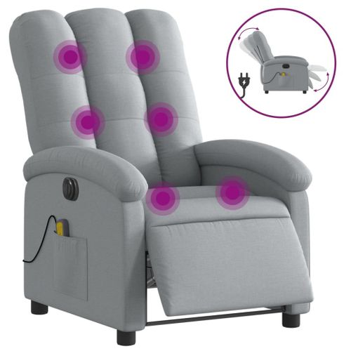 Vidaxl Fauteuil De Massage Inclinable Électrique Gris Clair Tissu