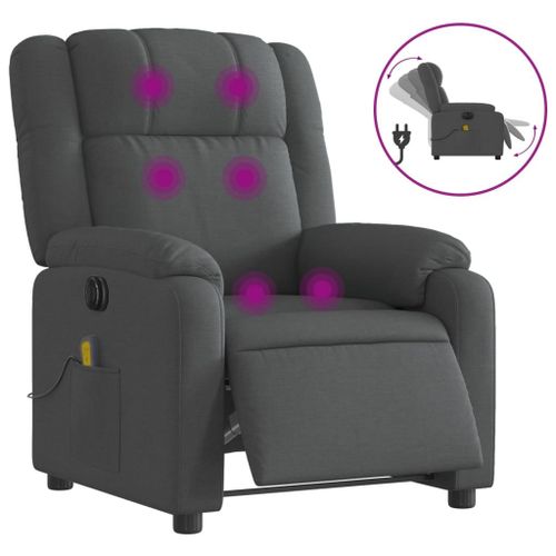 Vidaxl Fauteuil Inclinable De Massage Électrique Gris Foncé Tissu