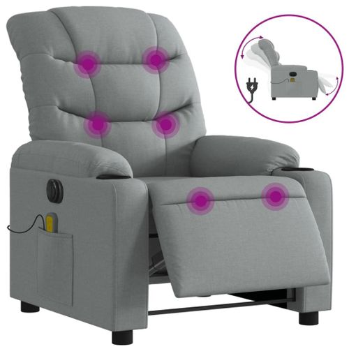 Vidaxl Fauteuil De Massage Inclinable Électrique Gris Clair Tissu