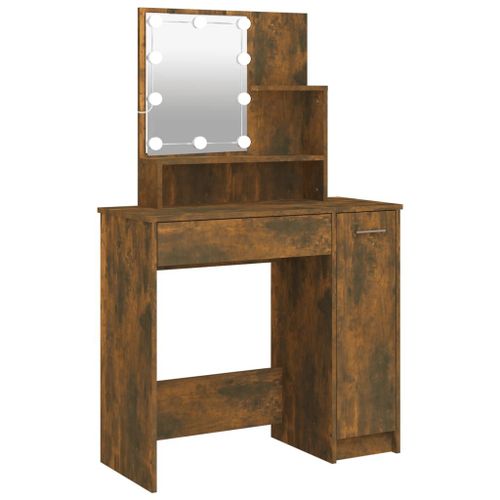 Vidaxl Coiffeuse Avec Led Chêne Fumé 86,5x35x136 Cm