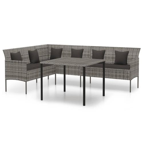 Mobilier À Dîner De Jardin Et Coussins 2 Pcs Gris Rotin Vidaxl Vidaxl