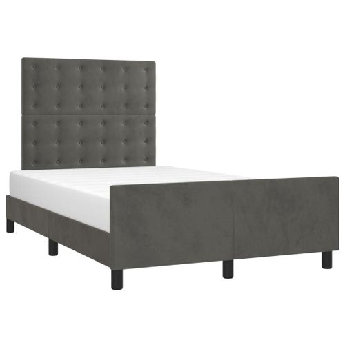 Vidaxl Cadre De Lit Avec Tête De Lit Gris Foncé 120x200 Cm Velours