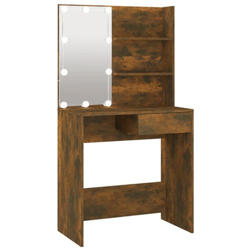Vidaxl Coiffeuse Avec Led Chêne Fumé 74,5x40x141 Cm