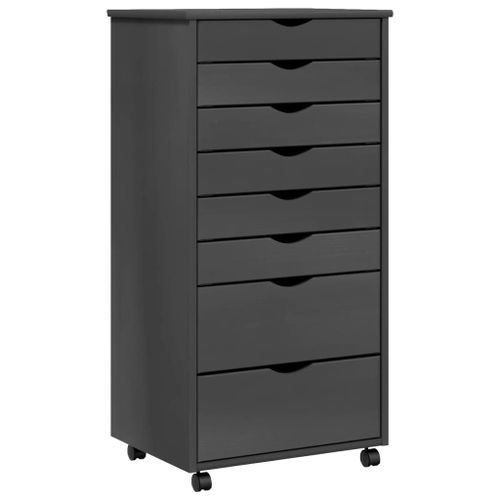 Vidaxl Armoire Roulante Avec Tiroirs Moss Gris Bois De Pin Solide