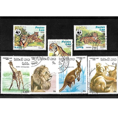 Laos-Faune-Lot De 7 Timbres Oblitérés-Très Bon Etat